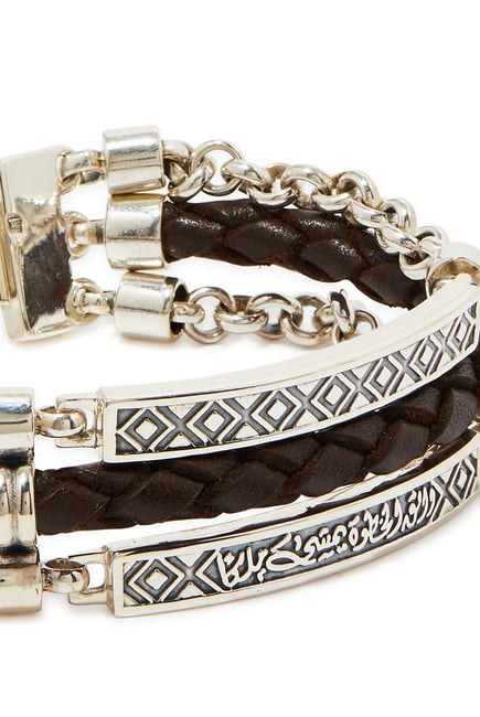 Calligraphy Bracelet, Sterling Silver & Leather
